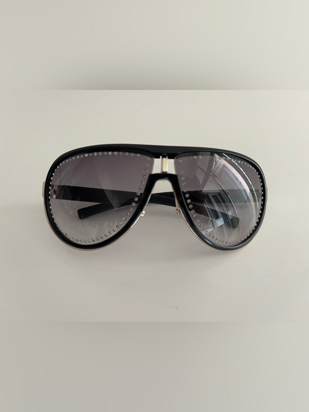 Gucci Black Aviator Crystal Sunglasses